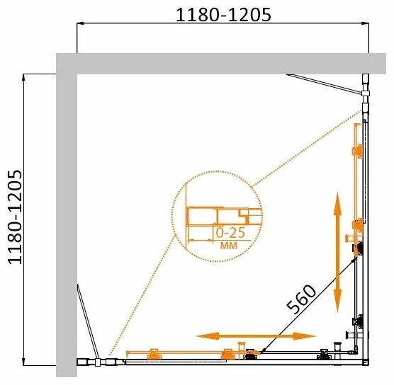 Душевой уголок (120х120) CEZARES MOLVENO MOLVENO-A-22-100+20-C-Cr-IV